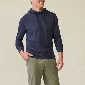 Faherty Sunwashed Midweight Organic Hoodie Blue | Men's Small